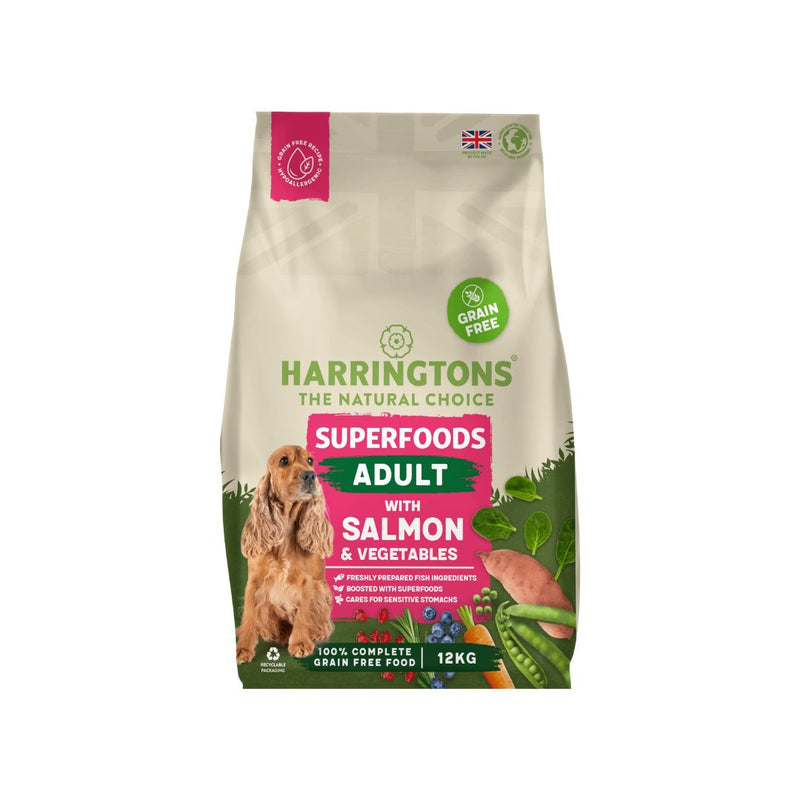 Harringtons Adult Grain Free Superfoods Salmon & Veg 12kg - Jacks Pet and Country