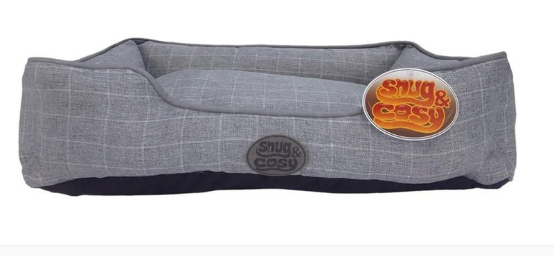 Snug & Cosy Grey Square Check Dog Bed - Jacks Pet and Country