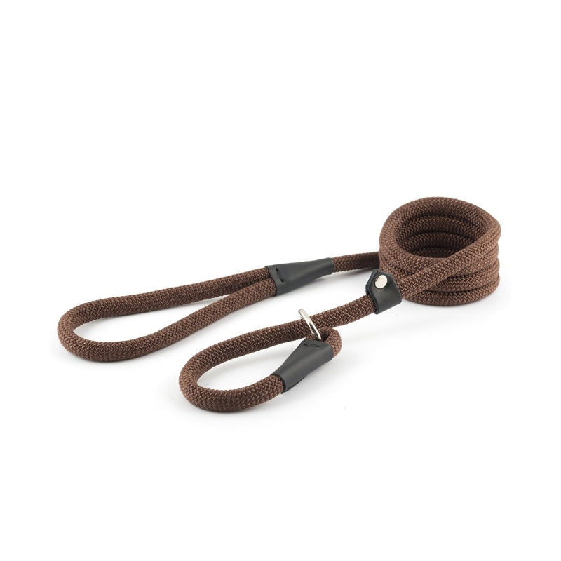 Ancol Deluxe Nylon Rope Slip Lead Brown 12mm x 1.5m - Jacks Pet and Country
