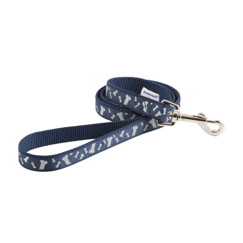 Ancol Paw and Bone Reflective Dog Lead and Collar Blue - Jacks Pet and Country