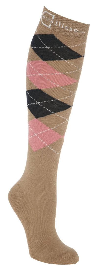 Covalliero Riding Socks Check in Wood/Navy/Rose - Jacks Pet and Country