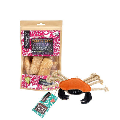 Green & Wilds Dog Gift Set- Carlos Crab and Yakity Yak Puff Bars - Jacks Pet and Country