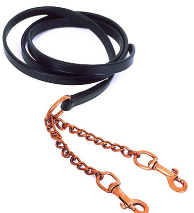 Heritage English Leather Lead and Twin Chain - Jacks Pet and Country