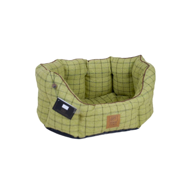 House of Paws Green Tweed Oval Snuggle Dog Bed - Jacks Pet and Country