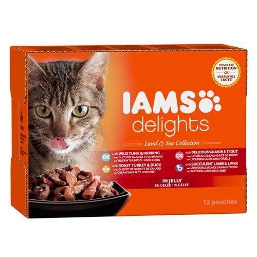 Iams Delights Land & Sea in Jelly Cat Food 12 x 85g - Jacks Pet and Country