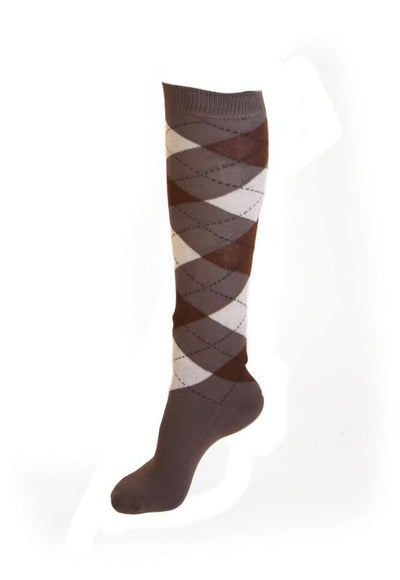 Rhinegold Long Socks Grey & Brown - Jacks Pet and Country