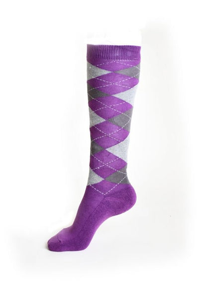 Rhinegold Long Socks Purple & Grey - Jacks Pet and Country