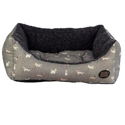 Snug & Cosy Townsend Grey Dog Bed grey stylish patterned (91cm) - Jacks Pet and Country
